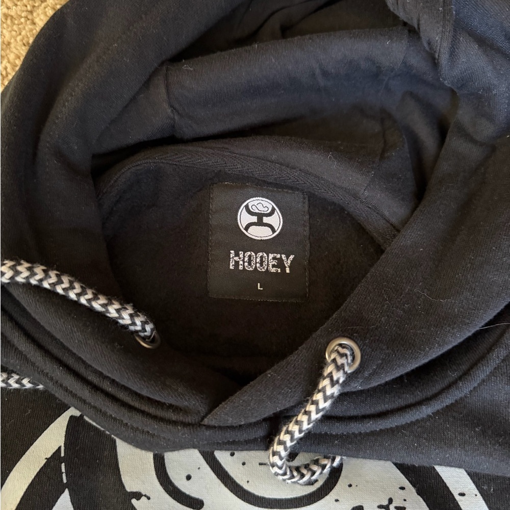 Hooey Black Hoodie with Distinctive Gray Emblem - Picture 3 of 5
